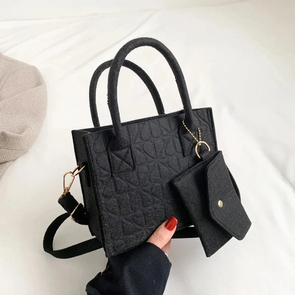 Korean Version Minimalist Embossed Felt Lightweight Handbag 2023 New Single Shoulder Diagonal Span Two-Piece Bag For Women