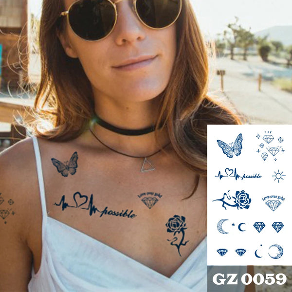 Semi Permanent Temporary Tattoo Sticker， Totem Tattoo Designs Symbols Long lasting Waterproof for Women Men