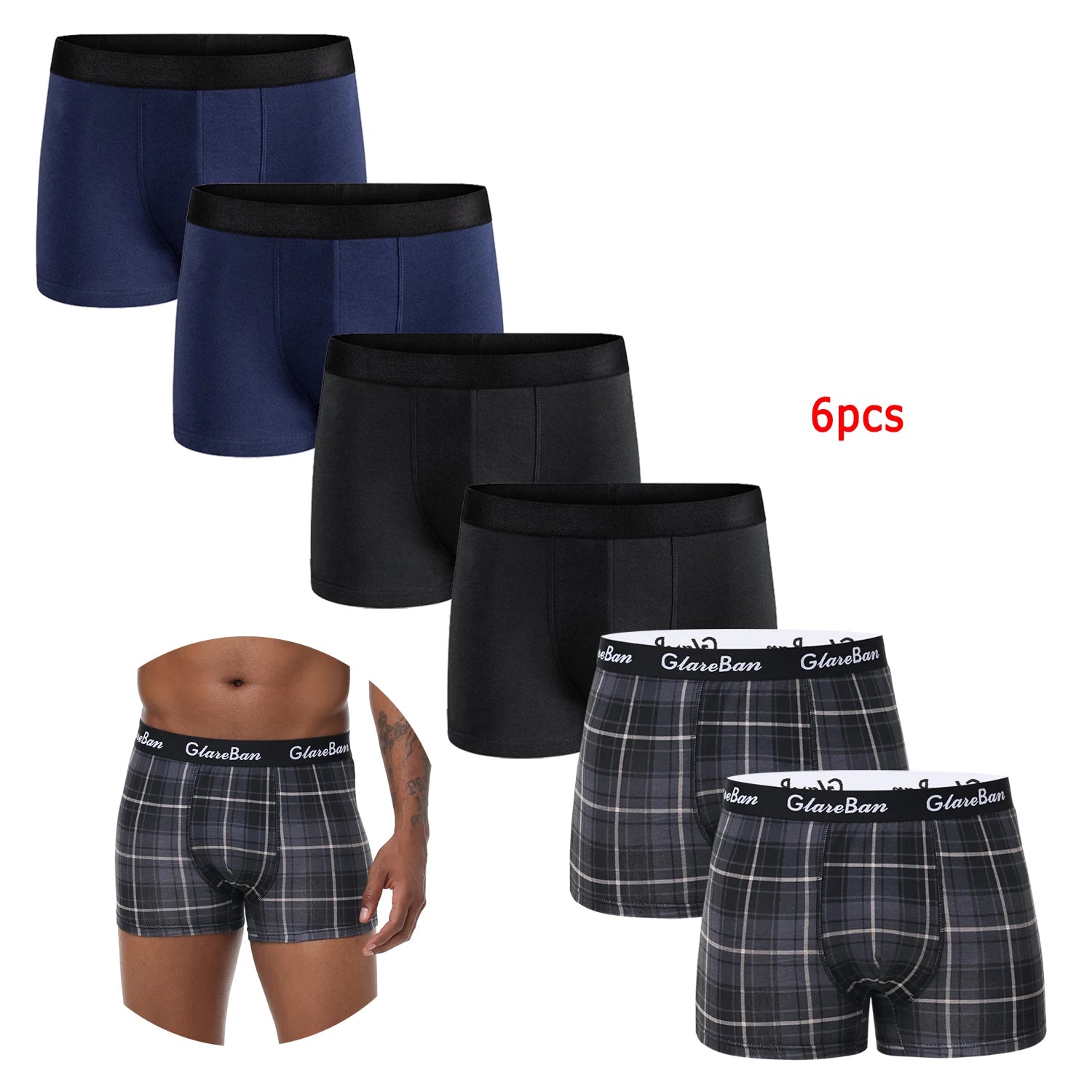 6pcs pack Black Boxer Shorts Men Underwear Soft Breathable Male Underpants for Men Homme Boxershorts Slips 2024 Panties