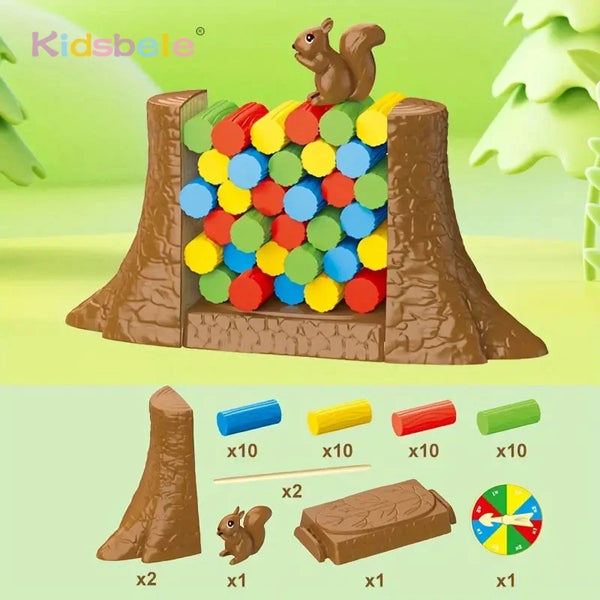 Kids Balance Tower Board Game Stacking Blocks Puzzle Toy Family Games Save The Collapsing Squirrel For Toddlers Christmas Gift