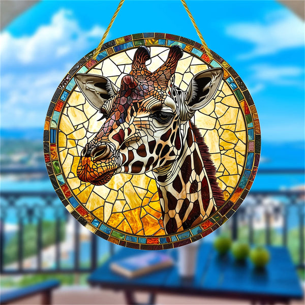 Charming Giraffe Acrylic Suncatcher Sign-Vibrant Window Hanging Decor,Housewarming Gift for Women,Wall, Porch& Room