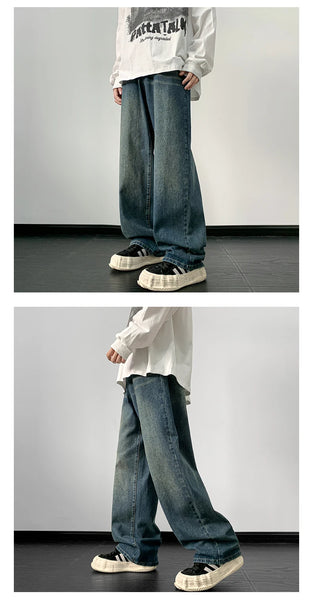 Jeans men Wide Leg Jeans Male Loose Straight Denim Pants 2024 Autumn Harajuku Vintage Blue Jean Trouser Streetwear Clothes