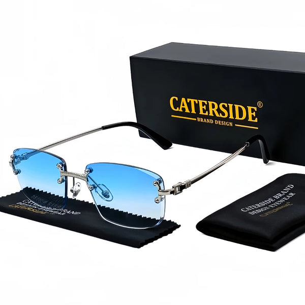 CATERSIDE Retro Rimless Square Sunglasses Men Women UV400 Small Gradient Sun Glasses For Men Popular High Quality Party Eyewear