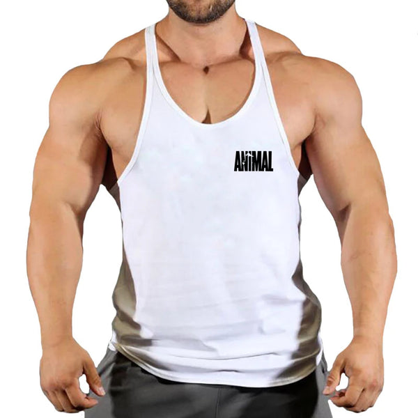 ANIMAL Letter Printed Gym Clothing Mens Bodybuilding Fitness Tank Top Cotton Raceback Stringer Singlets Workout Sleeveless Shirt