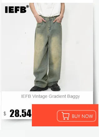 IEFB Vintage Men's Baggy Denim Trousers 2023 New Streetwear Wide Leg  Loose Denim Pants Fashion Distressed Straight Pants 9C1519