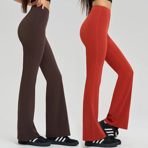 High Waist Yoga Pants High Elastic Sports Outer Wear Double Side Sharpened Bottom Pants Quick Dry Running Micro Flare Pants