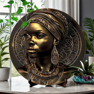 Chic African Women & Headdresses 8X8" Aluminum Wall Art - Uv & Scratch Resistant, Easy-Hang Decor For Home, Office, Kitchen, Bed