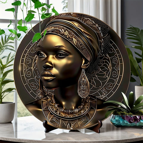 Chic African Women & Headdresses 8X8" Aluminum Wall Art - Uv & Scratch Resistant, Easy-Hang Decor For Home, Office, Kitchen, Bed