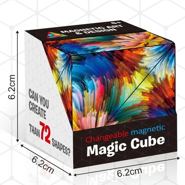 NEW Geometric Changeable Magnetic Magic Cube Anti Stress 3D Hand Flip Puzzle Cube Kids Stress Reliever Fidget Toy Cube