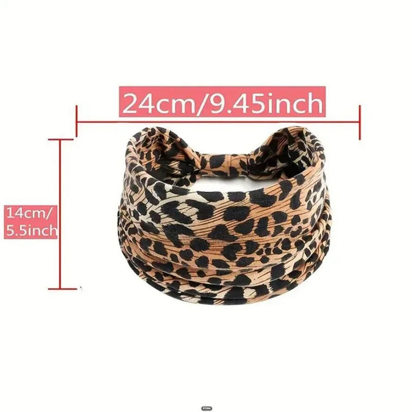 1pc Fashionable Leopard Print Yoga Headband for Women - Wide Knot Absorption Sports Turban for Fitness and Hair Accessories