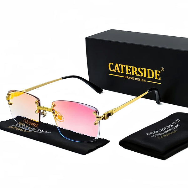 CATERSIDE Retro Rimless Square Sunglasses Men Women UV400 Small Gradient Sun Glasses For Men Popular High Quality Party Eyewear