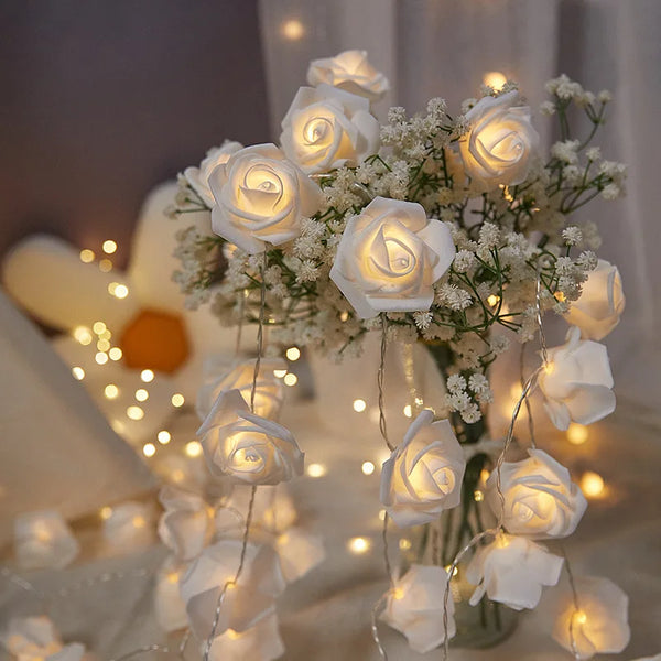 10LED Valentine's Day Rose String Lights Flower Garland Fairy Light Romantic Gift Valentine Anniversary Wedding Party Decoration