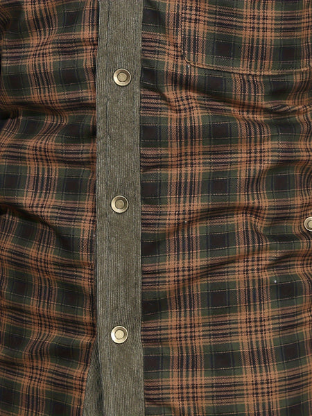 Men's Cozy Fleece-Lined Plaid Jacket - Casual Button-Up with Lapel Collar for Fall/Winter