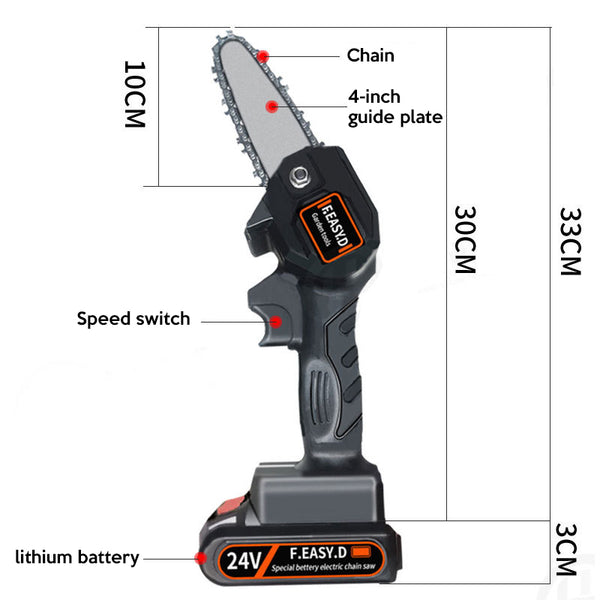 Electric  Chain  Saw 24 V Lithium Battery Portable Electric Pruning Saw Rechargeable Woodworking Mini Electric Saw U.S. plug ZopiStyle