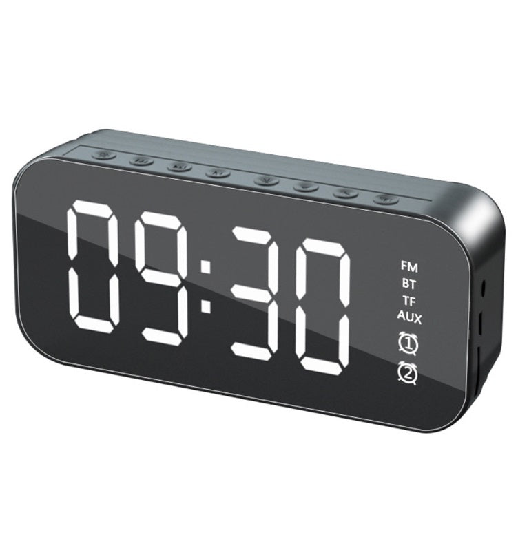 Bluetooth Speaker Mirror Multifunction Led Alarm Clock with Built-in Microphone Silver ZopiStyle