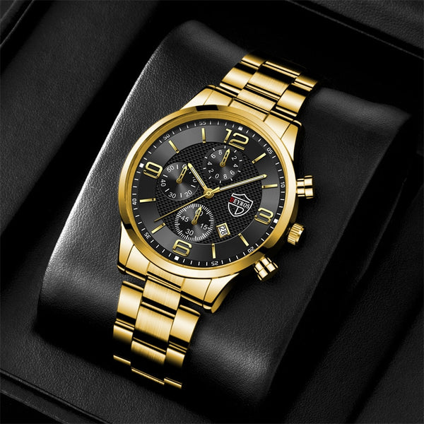 Luxury Mens Gold Bracelet Business Watches Stainless Steel Quartz Watch Male Sports Calendar Luminous Clock relogio masculino ZopiStyle