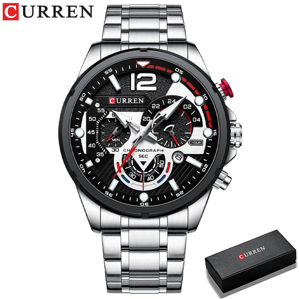 CURREN Watches Men&#39;s Sport Quartz Chronograph Wristwatches Luxury Stainless Steel Clock with Luminous Watch Relogio Masculino ZopiStyle