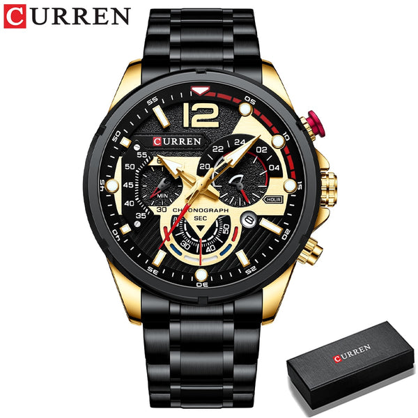 CURREN Watches Men&#39;s Sport Quartz Chronograph Wristwatches Luxury Stainless Steel Clock with Luminous Watch Relogio Masculino ZopiStyle