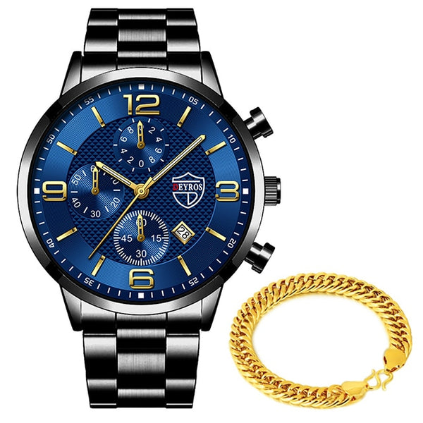 Luxury Mens Gold Bracelet Business Watches Stainless Steel Quartz Watch Male Sports Calendar Luminous Clock relogio masculino ZopiStyle