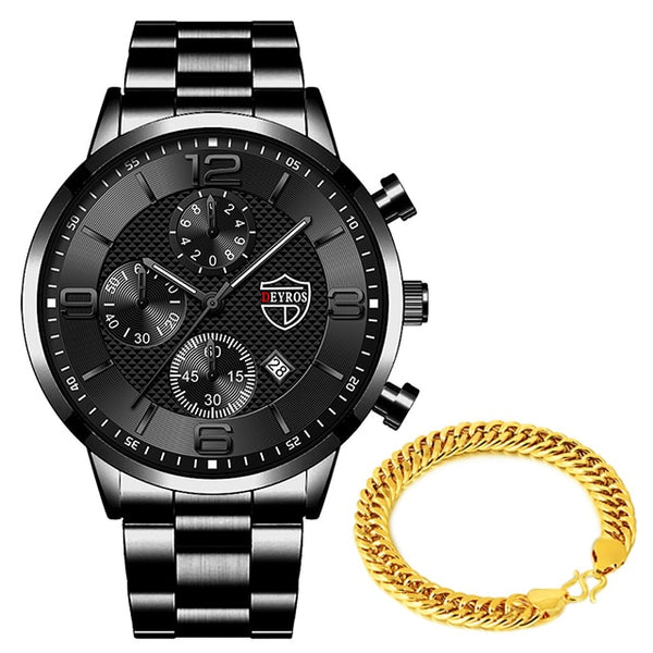 Luxury Mens Gold Bracelet Business Watches Stainless Steel Quartz Watch Male Sports Calendar Luminous Clock relogio masculino ZopiStyle