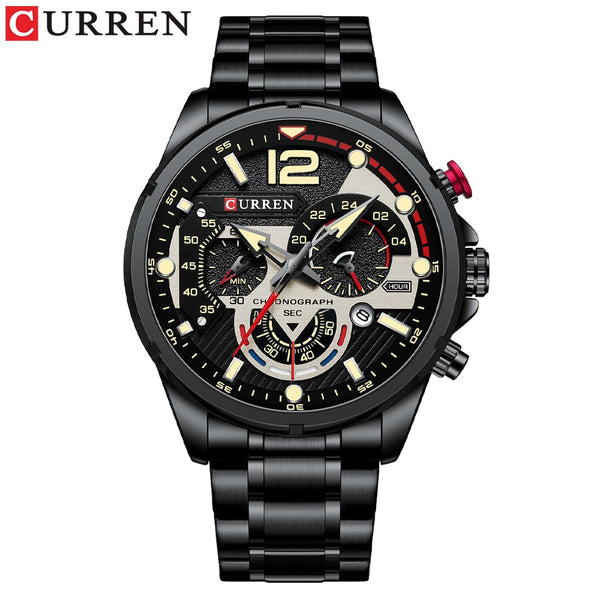 CURREN Watches Men&#39;s Sport Quartz Chronograph Wristwatches Luxury Stainless Steel Clock with Luminous Watch Relogio Masculino ZopiStyle