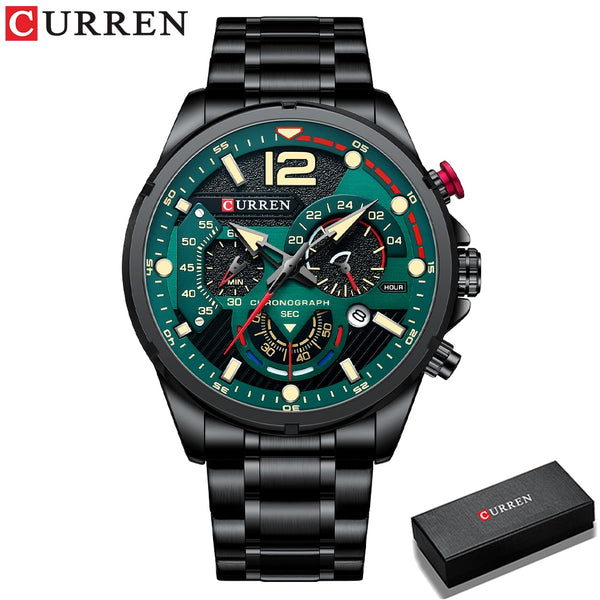 CURREN Watches Men&#39;s Sport Quartz Chronograph Wristwatches Luxury Stainless Steel Clock with Luminous Watch Relogio Masculino ZopiStyle