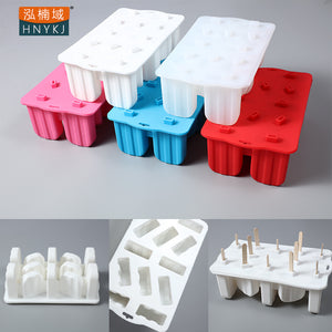 12 Holes Ice Cream Mold Silicone Homemade Popsicle DIY Ice-sucker Mould for Kids Adults blue ZopiStyle