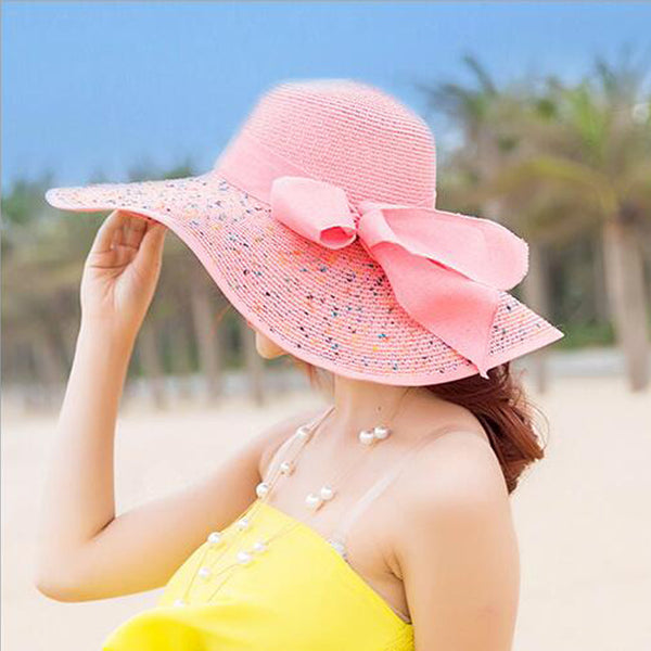 Manufacturers sell big brim hat shade straw hat female summer foldable sunscreen sun hat travel seaside vacation beach hat ZopiStyle