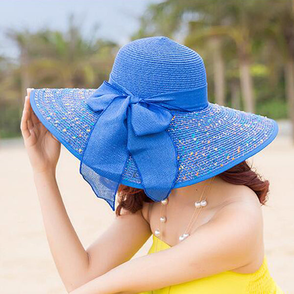 Manufacturers sell big brim hat shade straw hat female summer foldable sunscreen sun hat travel seaside vacation beach hat ZopiStyle