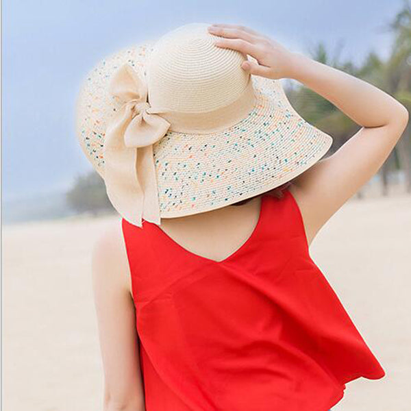 Manufacturers sell big brim hat shade straw hat female summer foldable sunscreen sun hat travel seaside vacation beach hat ZopiStyle