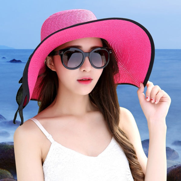 Manufacturers sell big brim hat shade straw hat female summer foldable sunscreen sun hat travel seaside vacation beach hat ZopiStyle