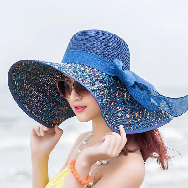 Manufacturers sell big brim hat shade straw hat female summer foldable sunscreen sun hat travel seaside vacation beach hat ZopiStyle