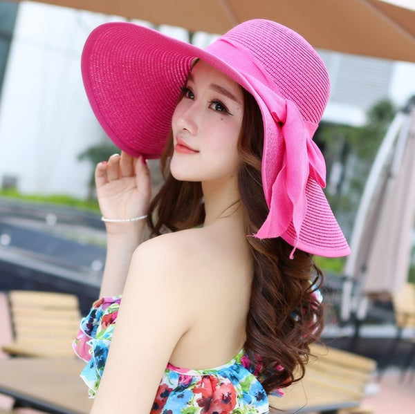 Manufacturers sell big brim hat shade straw hat female summer foldable sunscreen sun hat travel seaside vacation beach hat ZopiStyle