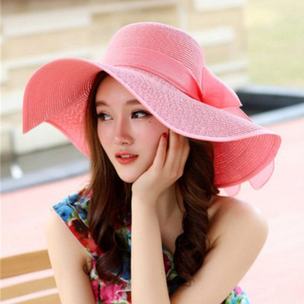 Manufacturers sell big brim hat shade straw hat female summer foldable sunscreen sun hat travel seaside vacation beach hat ZopiStyle