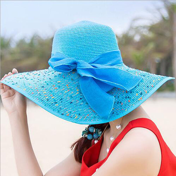 Manufacturers sell big brim hat shade straw hat female summer foldable sunscreen sun hat travel seaside vacation beach hat ZopiStyle