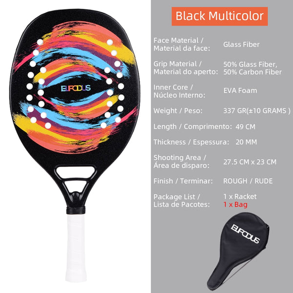 High Quality Carbon and Glass Fiber Beach Tennis Racket Soft Face Tennis Racquet with Protective Bag Cover ZopiStyle