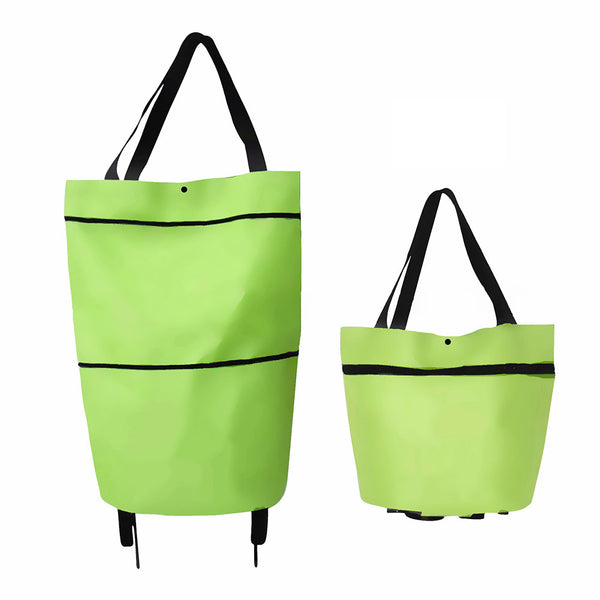 Folding Shopping Bags Trolley Grocery Shopper Lightweight Foldable with wheels green ZopiStyle