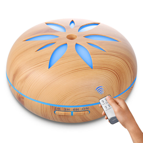 7 colour wood grain humidifier Household Air Humidifier Colorful Lights Air Purifying Mist Maker Light wood grain + remote control_European regulations ZopiStyle