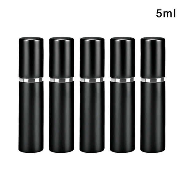 5 Pcs/set 5ml Travel Cosmetic Bottle Portable Anodized Aluminum Empty Perfume Sub-bottle black ZopiStyle