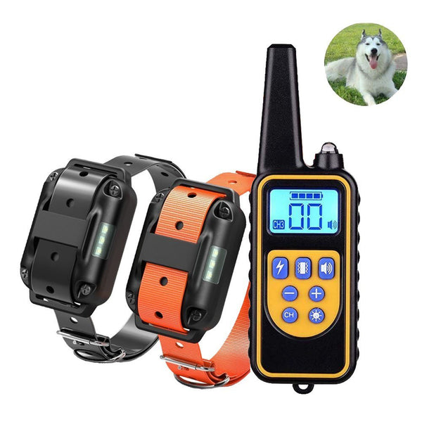 Pet Collar Bark Stopper Remote Dog  Training Device Beep  Vibration Electric Shock Collar 880-2 black orange band_Australian plug ZopiStyle