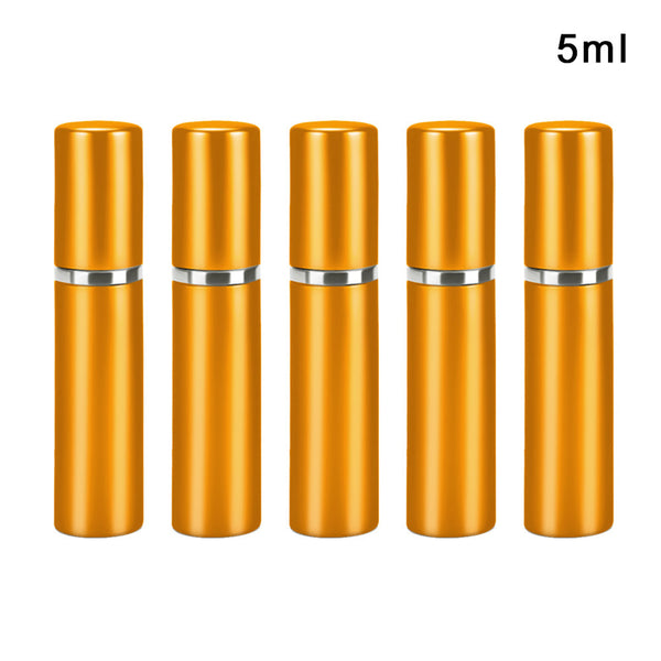 5 Pcs/set 5ml Travel Cosmetic Bottle Portable Anodized Aluminum Empty Perfume Sub-bottle Golden ZopiStyle