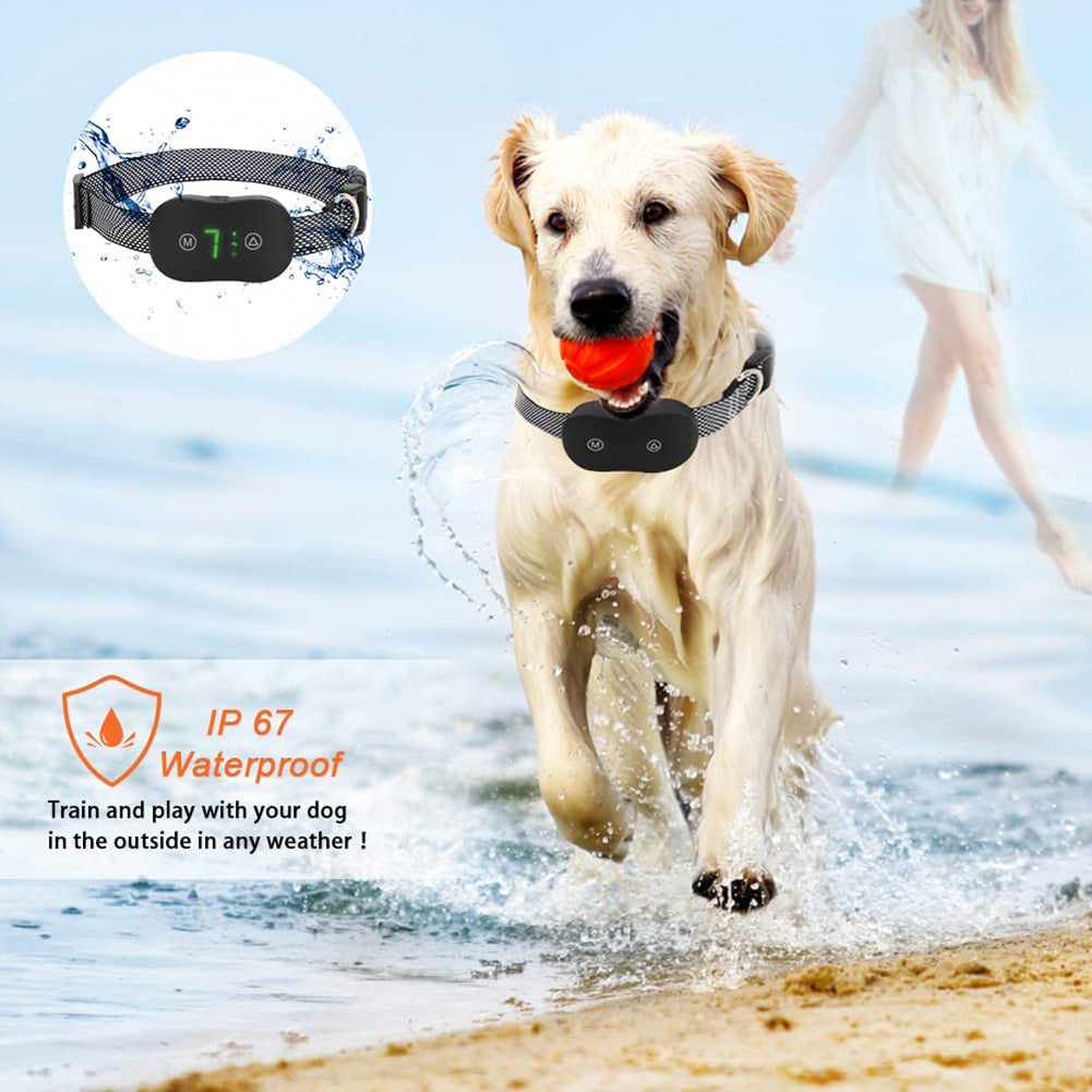 Intelligent Electronic Automatic Pet Dog  Anti  Barking  Device 4-mode Size Adjustable Waterproof Training Tool For Indoor Outdoor Black ZopiStyle